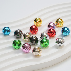 Cuentas de Calabaza con Rayas UV, Materiales para Manualidades, Cuentas Redondas Acrílicas, Accesorios de Decoración Navideña Electrochapados - Product Image 2