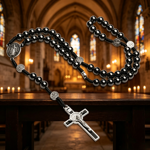 Élégantes chaînes de prière catholiques avec connecteur Ilo et argent plaqué or, bracelet à sept nœuds, mini pendentif Saint Benoît - Product Image 4