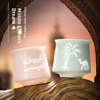 Tasse à expresso en céramique de style moyen-oriental, design créatif ajouré palmier et chameau, motif délicat, frais et mignon pour Shein