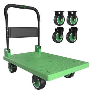 China Manufacturer Heavy Duty Platform <b>Trolley</b> Grey Steel Flatbed Cart With 4 Silent Wheels For Industrial Warehouse Moving - Product Image 1