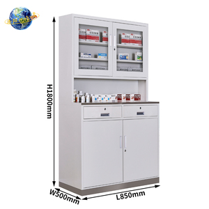 Tủ đựng dụng cụ y tế và nha khoa hiện đại có bàn xử lý đồ dùng bằng thép, làm bằng kim loại - Product Image 3