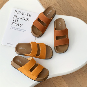 Sandales plates en daim pour femmes, mode, à fermeture velcro, confortables, pour la plage, décontractées, chaussures d'été - Product Image 4