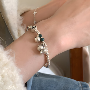 999 Pure <b>Silver</b> <b>Beaded</b> Bracelet Women Animal Charm Gift Jewelry Elegant Minimalist Chinese Style - Product Image 2