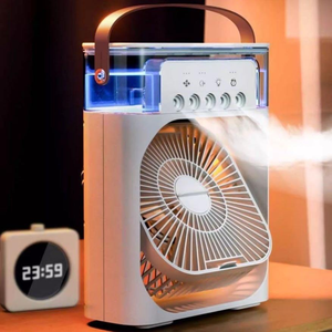 White Custom <b>Table</b> Water Mist Fan With Spray Cooling Humidifier USB Powered Outdoor Household Portable Spray Function Mist Cooli - Product Image 1