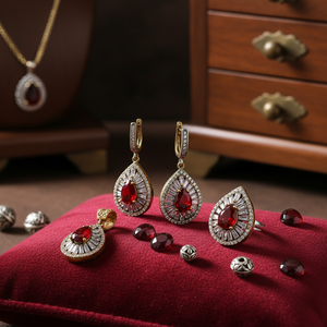 โกเมนหินแท้การออกแบบชุดขายส่งตุรกี Handcrafted ชุดเงินแฟชั่นอินเทรนด์ - Product Image 3