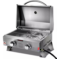 Barbecue portable pliable moderne à gaz naturel en acier inoxydable à 2 brûleurs pour table extérieure
