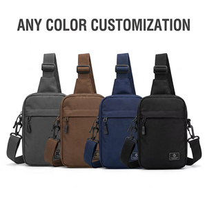 Bolso Bandolera de Nailon Negro Personalizado para Hombre, Estilo Techwear y Streetwear, con Logotipo Personalizado, Impermeable - Product Image 2