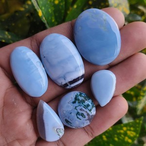 Opale bleue naturelle d'Owyhee, cabochon certifié, 6 pièces en vrac pour la fabrication de bijoux, vente en gros Inde - Product Image 6