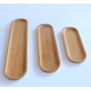 Beechwood Serving <b>Tray</b> Set Rectangular Eco Friendly For Hotel Coffee Tea Use <b>Large</b> Medium Small Size Solid Color - Product Image 5