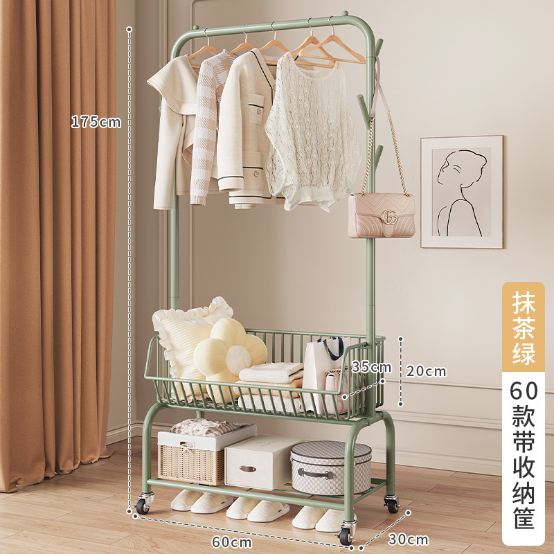 60 Matcha Green 1 Storage Basket Clothes Rack