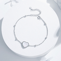 Pulsera de Piedra Natural Dan Jewelry para Mujer, Uso Diario, Pulsera de Corazón para Regalo de Aniversario o Cumpleaños, Plata de Ley 925 con Cuentas