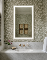 Lampes LED miroir en acier poli ultra-minces 5 mm pour salle de bain, interrupteur tactile, 3 températures de couleur réglables, anti-buée, CRI élevé, IP65, montage mural
