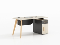 Bureau de direction moderne JUOU en noyer + panneau en bois blanc nacré, certifié ISO, garantie de 3 ans, utilisation domestique et commerciale