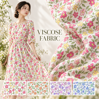Tissu imprimé Ditsy 100% viscose, style bohème doux, textile en rayonne pour robes d'été