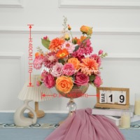 Boule de fleur artificielle de mariage de 30 cm, décoration de boule de fleur artificielle orange et rose de haute qualité pour décoration de table de mariage