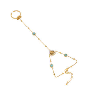 Pulsera de anillo de piedra turquesa, pulsera de Estrella del Norte de amor a la moda, cadena de mano de acero inoxidable, <span class=keywords><strong>accesorios</strong></span> de mano, pulseras de cadena de oro - Product Image 3