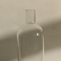 Vase en verre borosilicate transparent à base côtelée verticale, à col étroit, pour arrangements floraux, infusion à froid, eau, usage domestique ou café