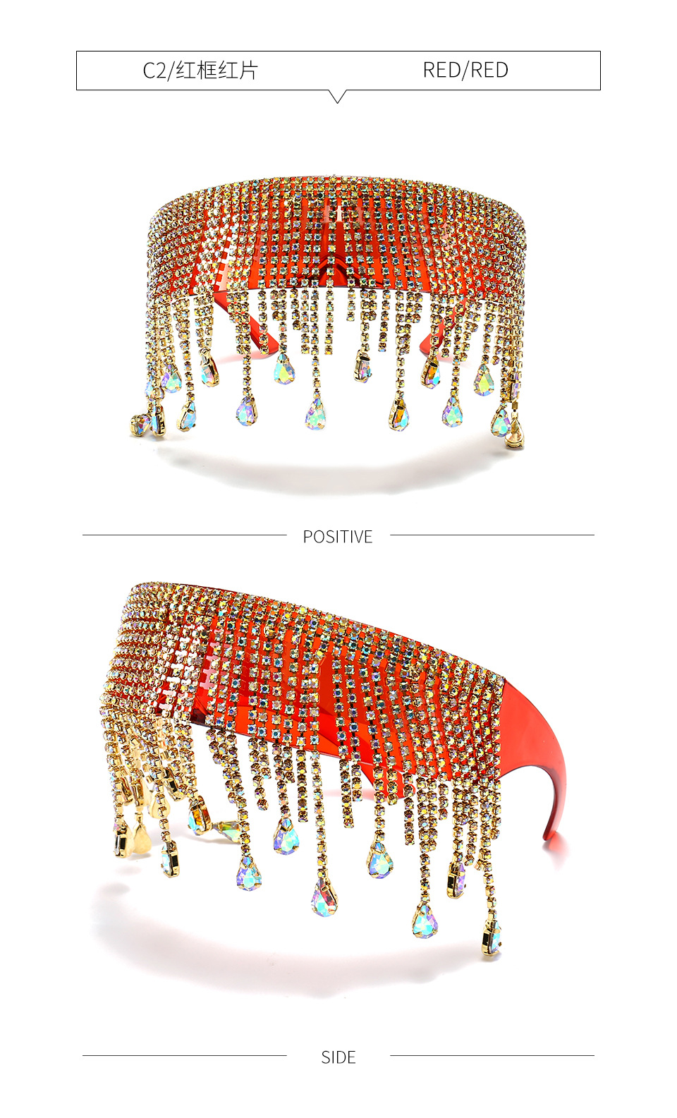 New Arrival 2021 Luxury Fashion Punk Oversized Sunglasses Women Tassel Crystal Diamond Sunglasses