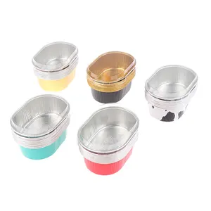 Disposable Aluminium Foil Baking Cups Heat Resistant Cupcake Liner Molds Baking Pan Tray Dessert Cake Box With Lid Pastry Tools