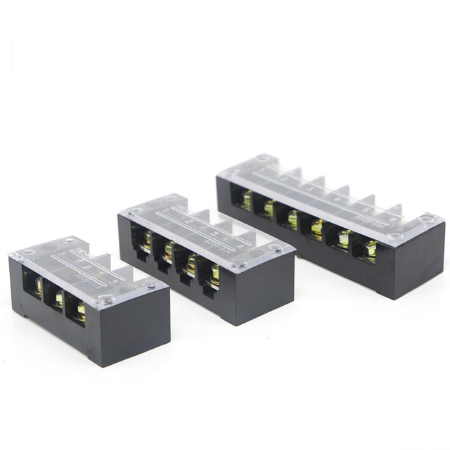 15A 3P 600V Hot Sale Double Row Screw 20-16 AWG Screw Brass Conductor Terminal TB-1503 Fixed Barrier Terminal Block