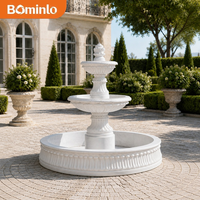 Fontaine Monumentale en Marbre Blanc Sculptée en Forme de Cheval, Fontaine d'Extérieur à 4 Niveaux pour Jardin, Taille Personnalisée pour Villa de Luxe, Hôtel, Place Publique