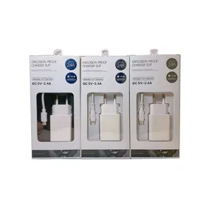 Kit de plástico blanco, conjunto de paquete, tableta celular, energía móvil, 5V, 2.4A, 10W, adaptador, tipo C, Micro, 8 pines, para cargador de teléfono apple