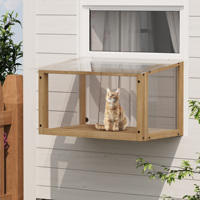 Perchoir de fenêtre pour chat moderne en bois massif imperméable, surface peinte, forme carrée, pour chats d'extérieur, 24-35 Spring