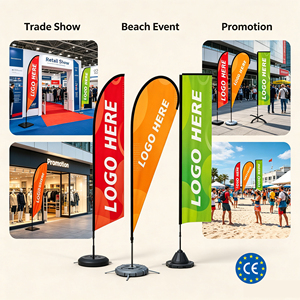 Kit de Banderola Publicitaria Tipo Pluma para Playa con Soporte 15ft para Exteriores Doble Cara - Product Image 3