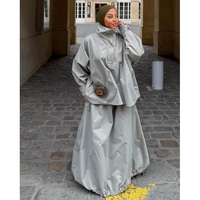 Ensembles en coton pour femmes, tenues décontractées élégantes à col montant, coupe ample et modeste, style arabe de Dubaï, tenues sportives décontractées 2026