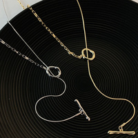 Collier en acier inoxydable avec fermoir OT, pour femme, chaîne longue de luxe léger, accessoires de mode