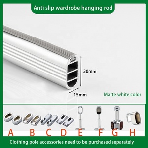 Asta ovale in lega di alluminio per armadio, <span class=keywords><strong>tubo</strong></span> <span class=keywords><strong>appendiabiti</strong></span> 30x15mm, nero opaco, grigio, oro spazzolato - Product Image 3