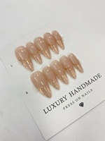 Grosir 10pcs Kuku Palsu PMMA Lukis Tangan Bentuk Stiletto Ballerina Coffin Panjang Desain Kustom Buatan Tangan untuk Jari