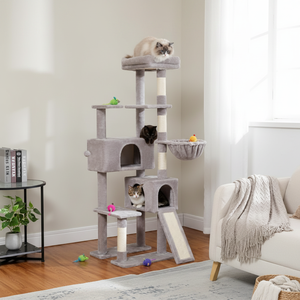 Fantastique tour d'escalade pour chat en bois, 60,60 pouces, 4 niveaux, durable, pour 1 à 3 chats, style moderne, emballé en carton - Product Image 3