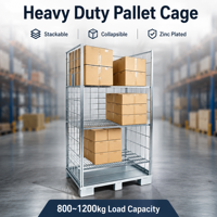 Cage en treillis métallique galvanisé, cadre de palette empilable et détachable pour la logistique d'entrepôt de palettes Euro