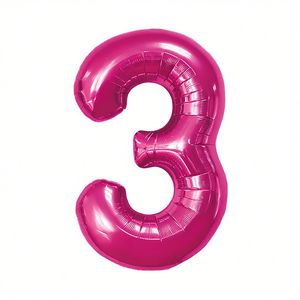 Globo de Número Color Fucsia de 45cm, Decoración Metálica para Fiestas de Cumpleaños Infantiles - Product Image 1