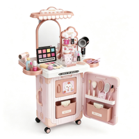 Valise de maquillage en plastique pour enfants, jeu de simulation de salon de beauté, 37 pièces, mini coiffeuse, ensemble de jeu de rôle pour filles