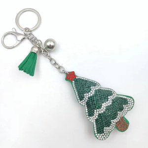 <span class=keywords><strong>Porte</strong></span>-clés mousqueton tendance et durable, coloré, avec pendentif sapins de Noël entièrement orné de strass, breloque de sac, cordon pour femme - Vente chaude - Product Image 3