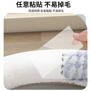 Toilet Seat Cover Thickened Plush Breathable For Winter With Handle Blue Gray - Product Image 4
