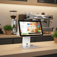 Vente en gros de terminaux de point de vente Android à écran plat simple ou double de 15,6 pouces, matériel de caisse enregistreuse pour restaurant