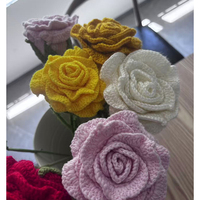Handgemachte gehäkelte Baumwolle Thai Rose langlebige dekorative Blumen Pflanzen Neujahr Valentinstag Vatertag Geschenk ewig