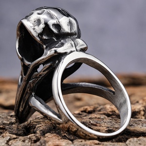 Cổ điển Norse Viking thép không gỉ Raven Crow Nhẫn Gothic <span class=keywords><strong>Odin</strong></span> Crow sọ chim động vật nhẫn cho nam giới phụ nữ - Product Image 2