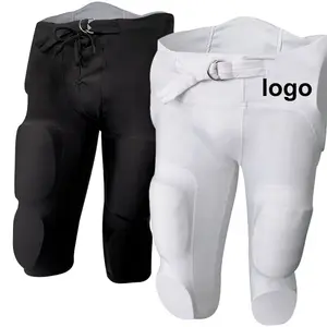 Custom Lycra Compression Youth Kids Mens Integrated 7 Pad American Football Game Girdle Black White Football Pants With Pads