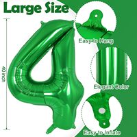 Ballon en Mylar vert foncé de 40 pouces, ballon chiffre géant pour anniversaire, fête sur le thème de la jungle, décoration d'anniversaire