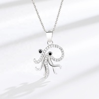 Collier à breloques en argent pur 925 Sea Jewelry Octopus Design pour enfants et femmes