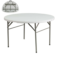 Table ronde pliable en plastique blanc, moderne, portable et durable, pour mariages, banquets, hôtels et hôpitaux (vente en gros)
