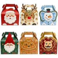 Ensemble de boîtes à gable personnalisées pour Noël avec motif Père Noël et rennes pour la présentation de friandises et de biscuits de Noël, emballage de vente au détail en gros