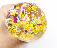 Jouet anti-stress pas cher en TPR avec lettres et paillettes, balle à presser avec billes d'eau, jouet souple pour enfants et adultes, soulagement de l'anxiété