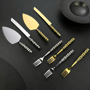 Pearl <b>Cake</b> Knife Set Gold Spatula Fork <b>Gift</b> <b>Box</b> Dessert Tools Baking Utensils - Product Image 4