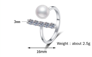 Anillo en T de perlas naturales de agua dulce de plata pura 9 S925, resistente al agua, sin deslustre, <span class=keywords><strong>calendario</strong></span> de <span class=keywords><strong>Adviento</strong></span>, joyería, anillo ajustable de moissanita - Product Image 6