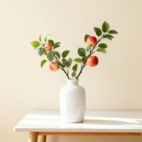 Branche d'Apple Artificielle de 60 cm, Tige de Fruit Artificiel avec Feuilles Vertes pour Arrangement Floral en Vase, Décoration de Table d'Automne, Vente en Gros